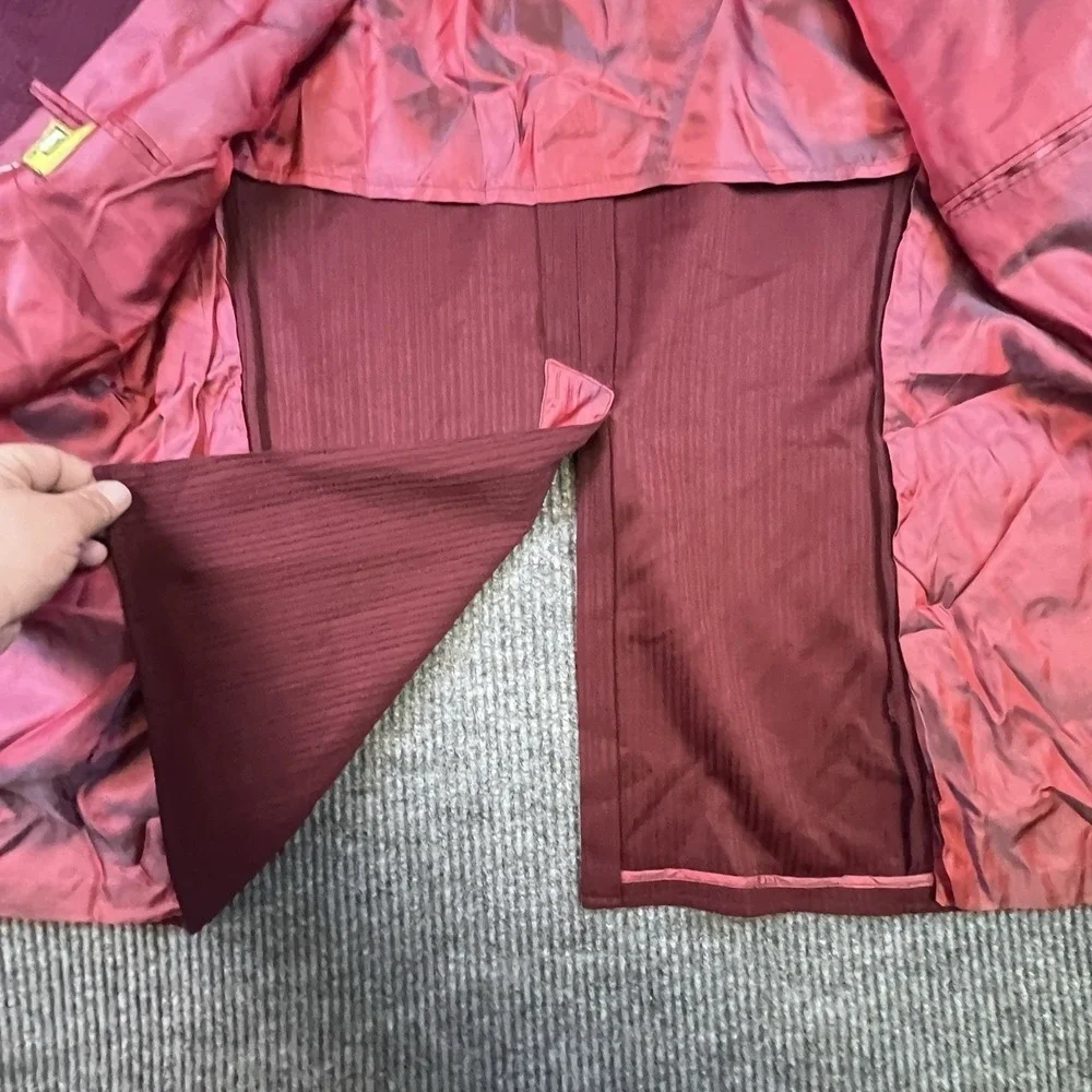 Vintage Derby of San Francisco Blazer 46L Burgundy Gold Crest Buttons 80's 90's